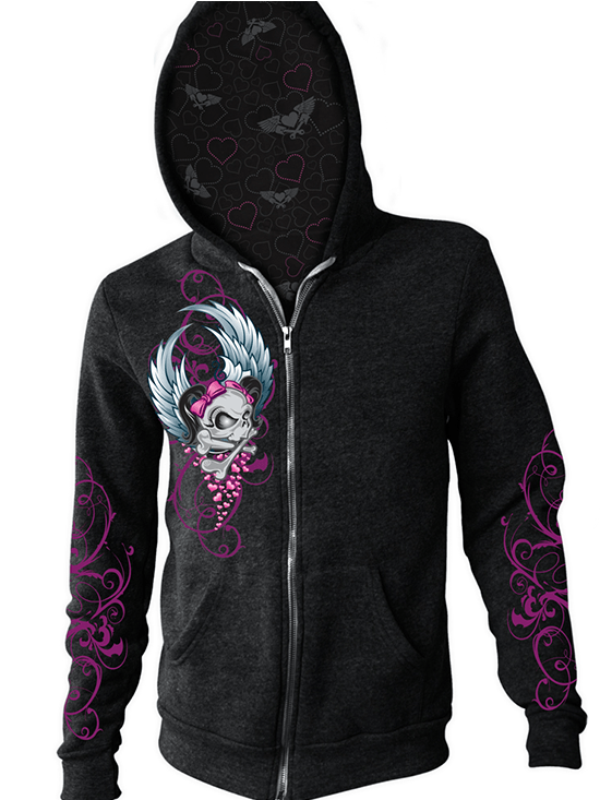 Womens skull zip up on sale hoodie