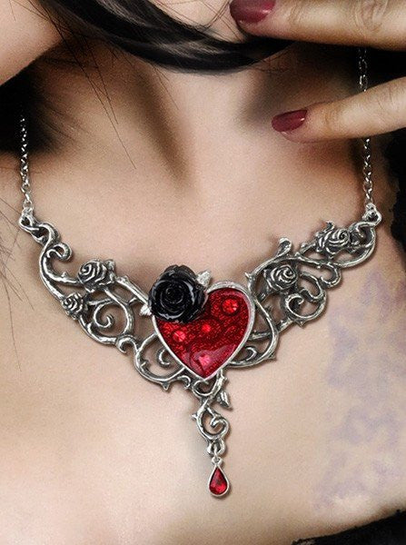 Blood Rose Heart Necklace - Inked Shop