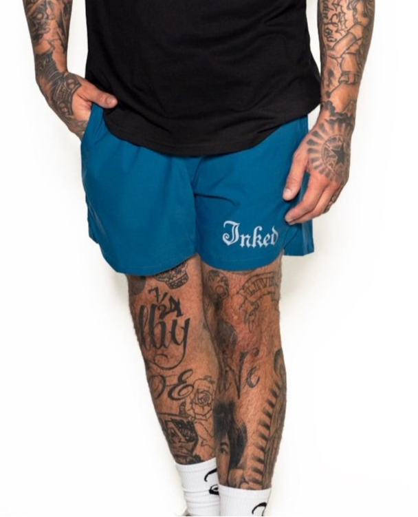 Men&#39;s Inked Gym Shorts- Teal