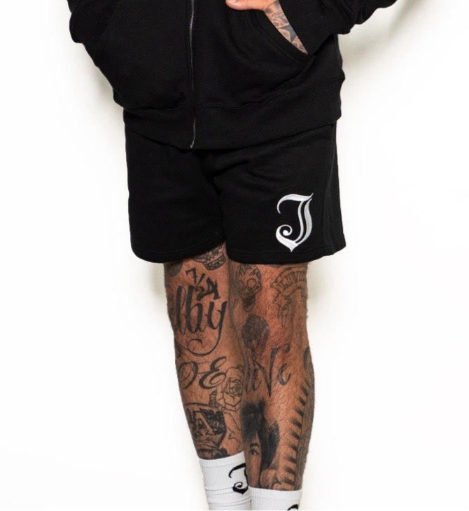 Men&#39;s Inked Cotton Shorts -Black