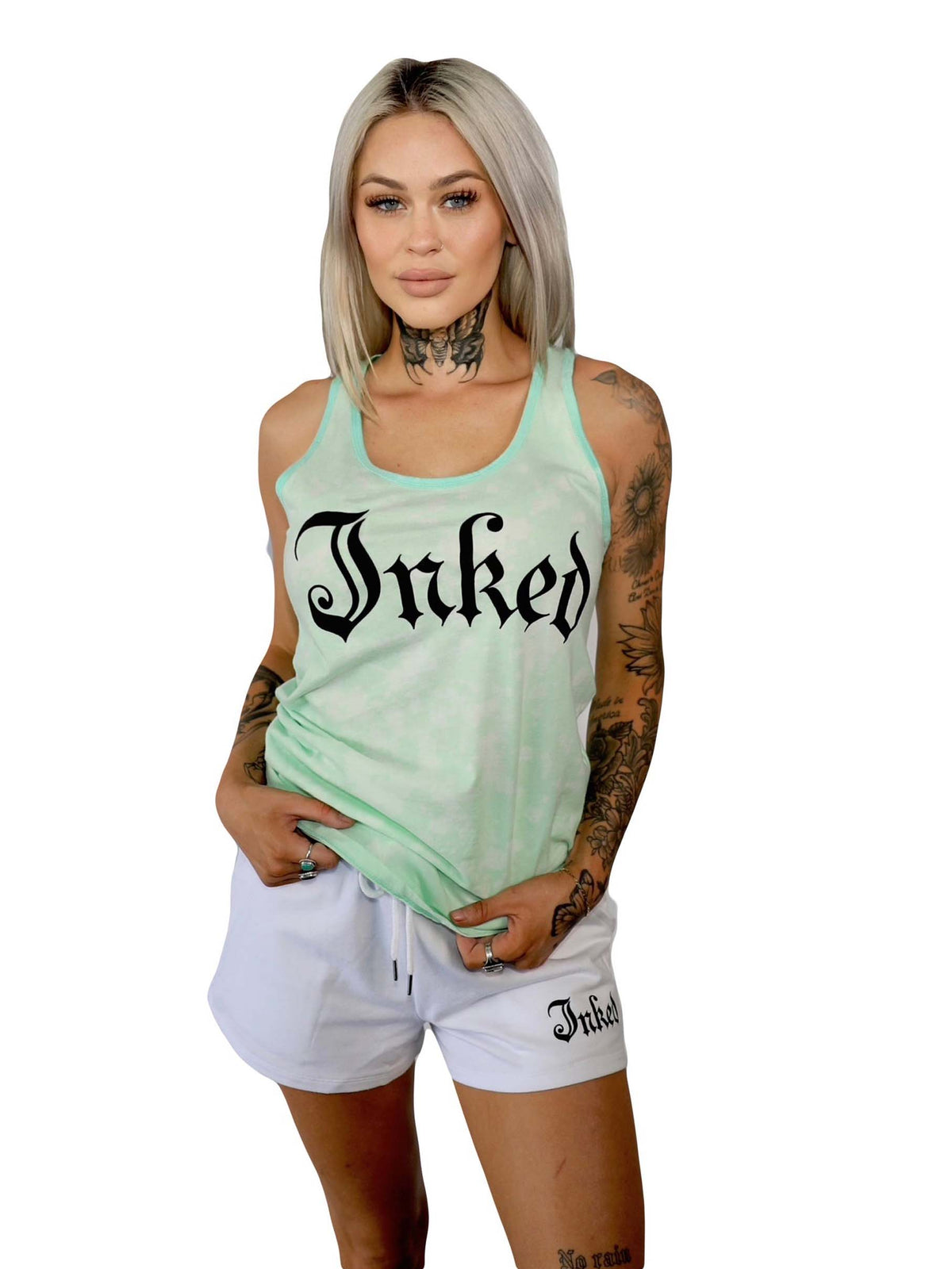 Women&#39;s Inked Logo Minty Wash Tank