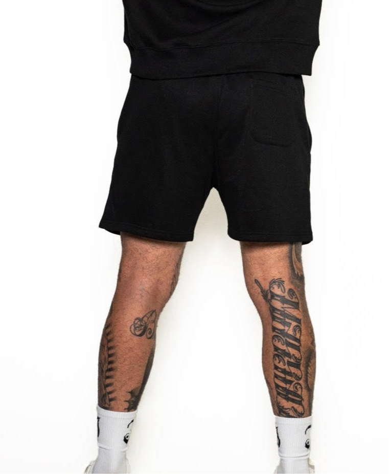 Men&#39;s Inked Cotton Shorts -Black