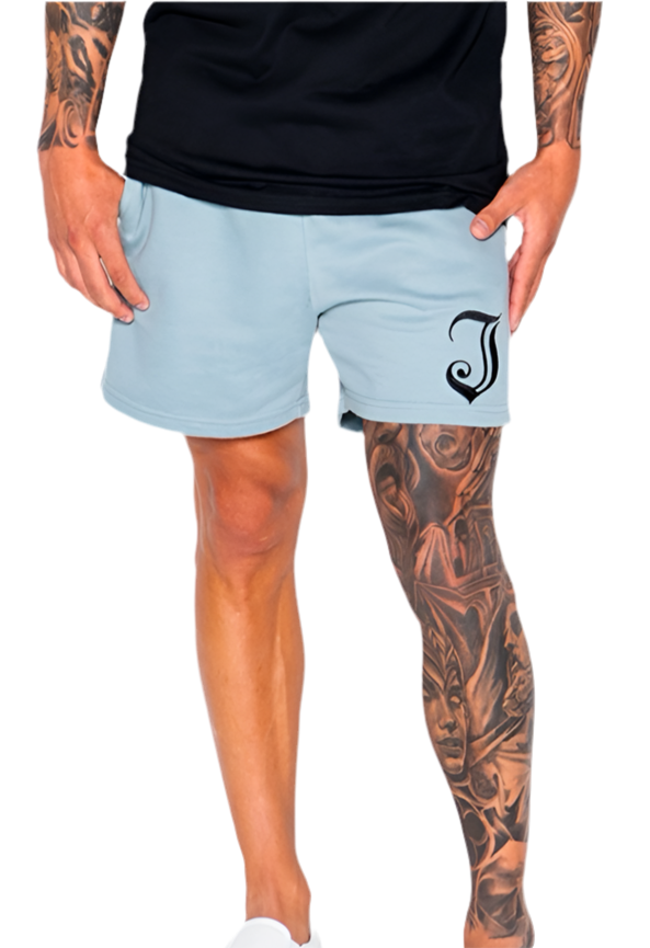 Men&#39;s Inked Cotton Shorts-Steel Blue