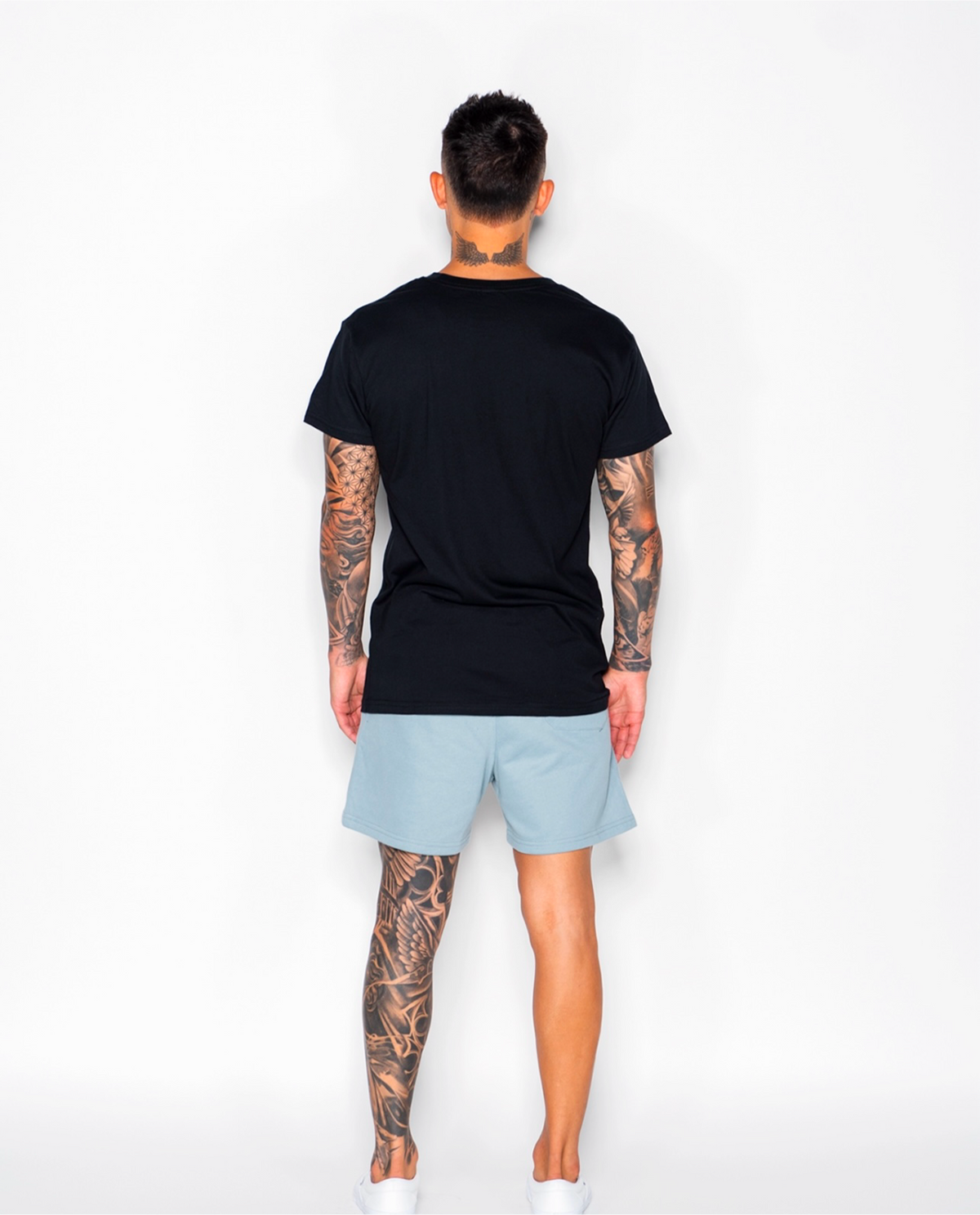 Men&#39;s Inked Cotton Shorts-Steel Blue