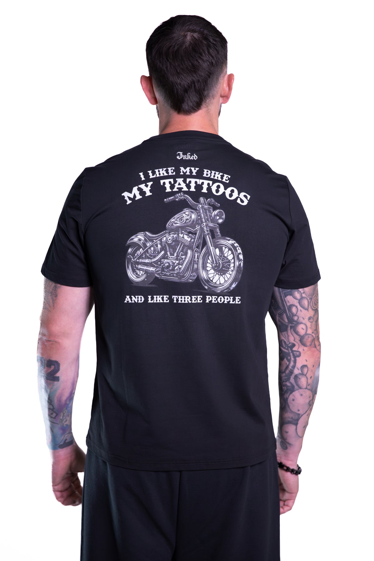 Men&#39;s Inked Logo Tee “I Like My Bike, My Tattoos and Like Three People”