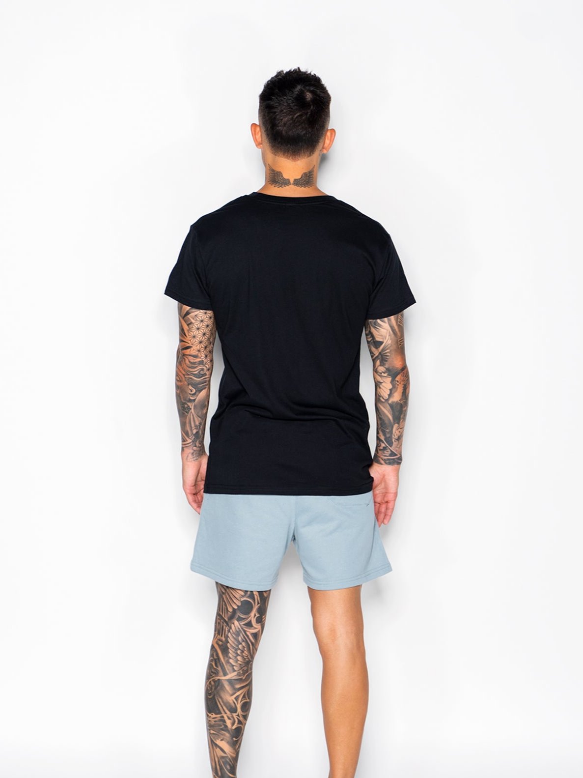 Men&#39;s Inked Cotton Shorts-Steel Blue