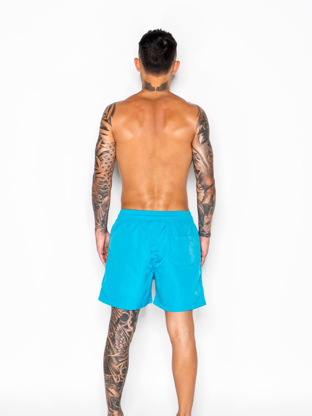 Men&#39;s Inked Swim Trunks-Aqua