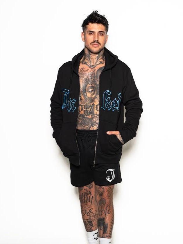 Men&#39;s Inked Cotton Shorts -Black