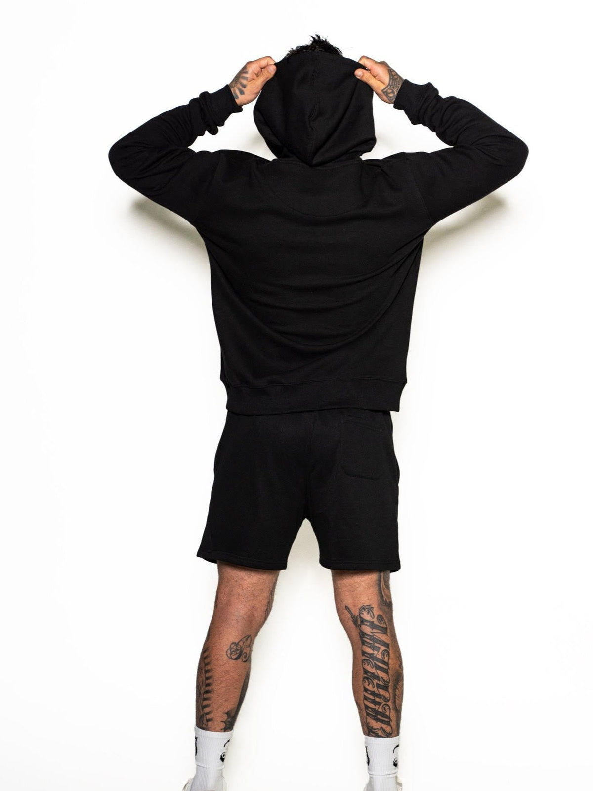 Men&#39;s Inked Cotton Shorts -Black