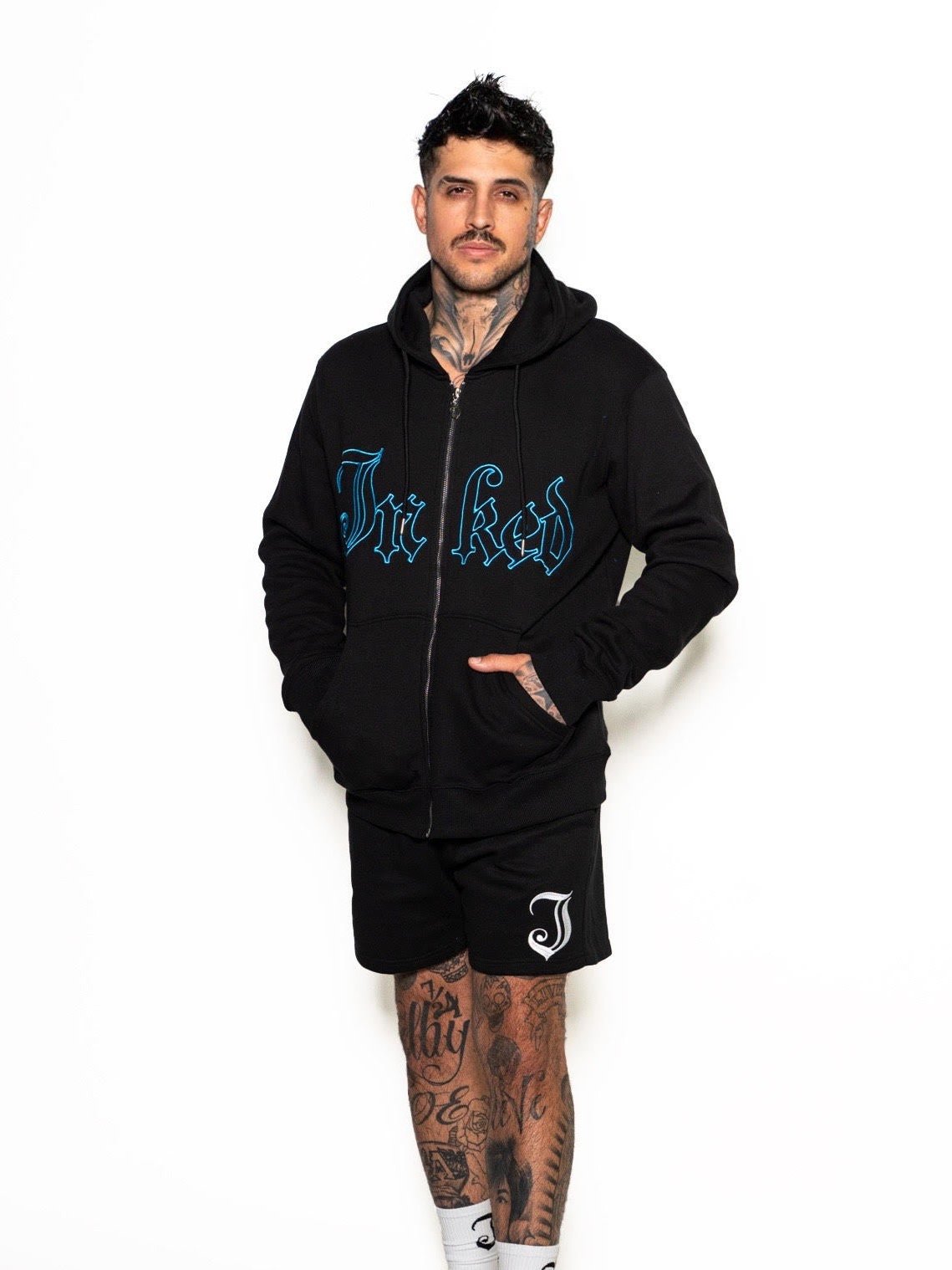 Men&#39;s Inked Cotton Shorts -Black