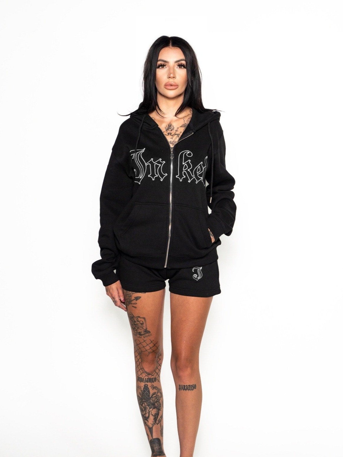 Women&#39;s Inked Icon Logo Embroidered Shorts - Black/White