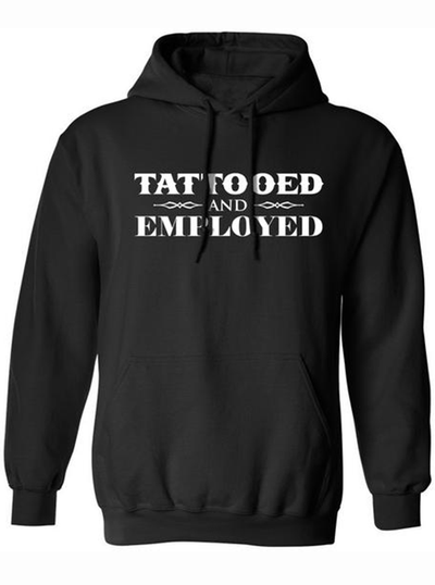 Womens Tattooed And Employed Pullover Hoodie By Steadfast Brand Black