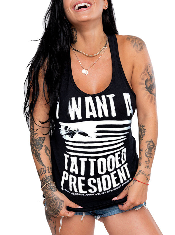 Womens Tattooed President Tank By Steadfast Brand Black Inked Shop